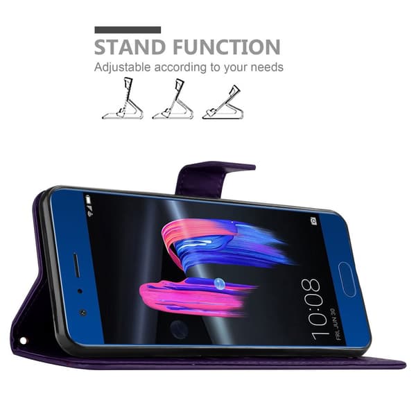 Honor 9 Suojakotelo Suojakuori Lompakkokotelo Matkapuhelinkotelo Kukat jossa on magneettisuljenta, jalusta-toiminto ja korttipaikat