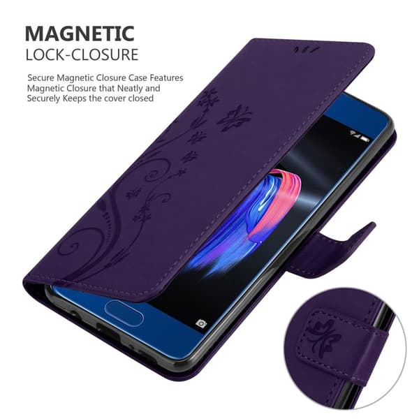 Honor 9 Suojakotelo Suojakuori Lompakkokotelo Matkapuhelinkotelo Kukat jossa on magneettisuljenta, jalusta-toiminto ja korttipaikat