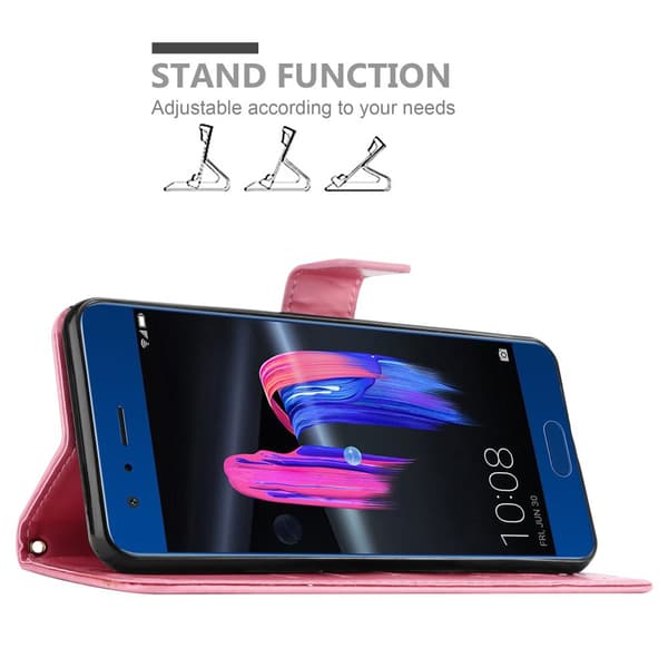 Honor 9 Suojakotelo Suojakuori Lompakkokotelo Matkapuhelinkotelo Kukat jossa on magneettisuljenta, jalusta-toiminto ja korttipaikat