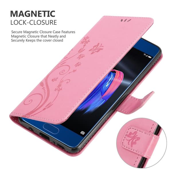 Honor 9 Suojakotelo Suojakuori Lompakkokotelo Matkapuhelinkotelo Kukat jossa on magneettisuljenta, jalusta-toiminto ja korttipaikat