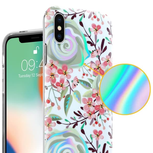 iPhone X / XS Suojakotelo TPU-silikonista valmistettu suojakuori jossa on kukkakuvioinen kuvio
