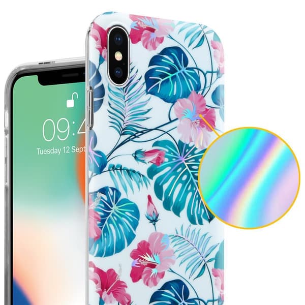 iPhone X / XS Suojakotelo TPU-silikonista valmistettu suojakuori jossa on kukkakuvioinen kuvio