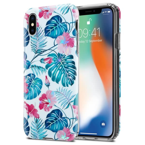 iPhone X / XS Skal Fodral av TPU-silikon med blommönster Mobilskydd SKÖLDPADDA LÄMNAR