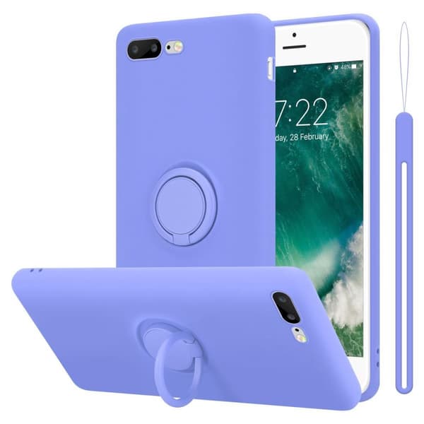 iPhone 7 PLUS / 7S PLUS / 8 PLUS Skal Fodral Mobilskydd av flexibelt TPU-silikon med ring Skyddsfodral Case Cover LIQUID LJUS LILA