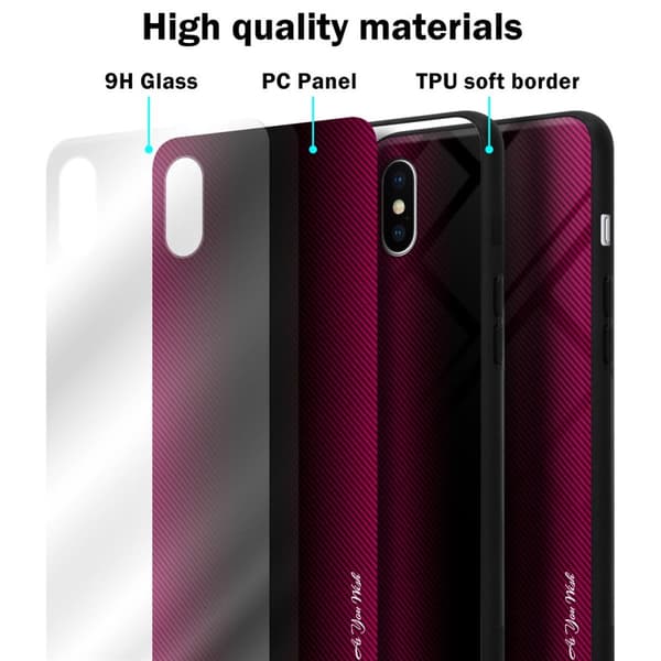 Deksel til iPhone X / XS Stripe optics Silikondeskel laget av TPU-silikon og bakside av herdet glass