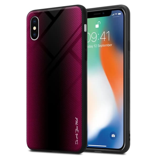 Deksel til iPhone X / XS Stripe optics Silikondeskel laget av TPU-silikon og bakside av herdet glass