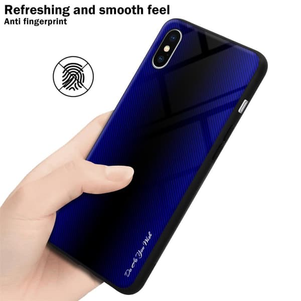 Deksel til iPhone X / XS Stripe optics Silikondeskel laget av TPU-silikon og bakside av herdet glass
