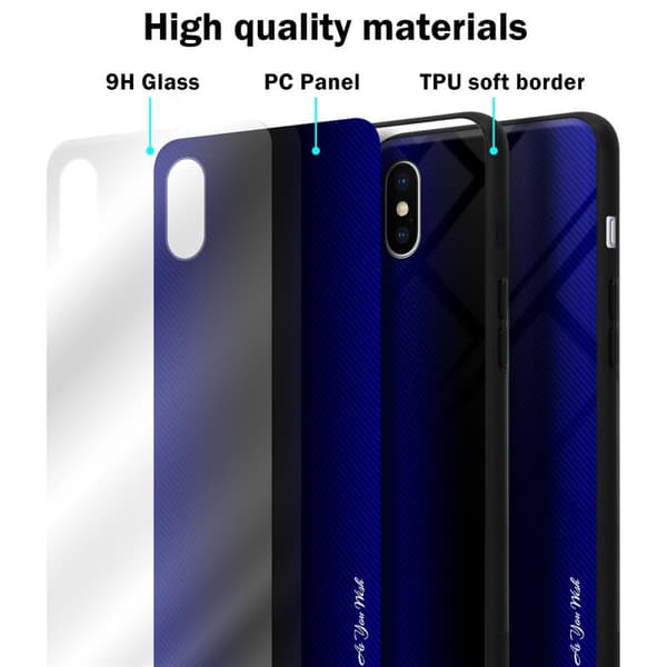 Deksel til iPhone X / XS Stripe optics Silikondeskel laget av TPU-silikon og bakside av herdet glass