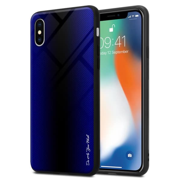 Deksel til iPhone X / XS Stripe optics Silikondeskel laget av TPU-silikon og bakside av herdet glass