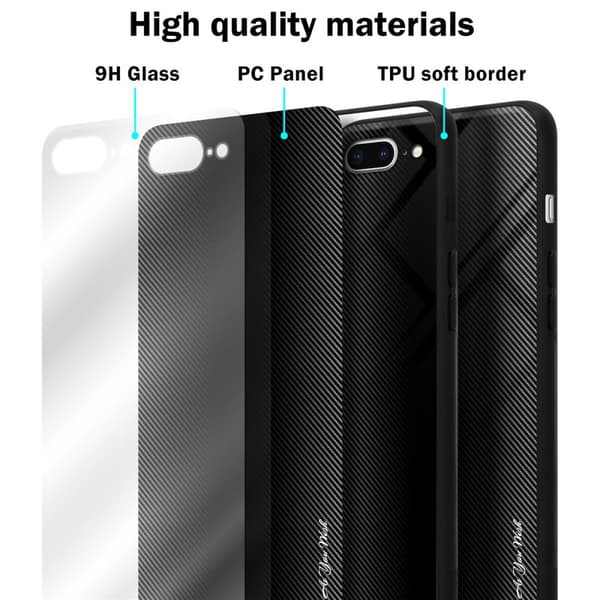 iPhone 7 PLUS / 7S PLUS / 8 PLUS Skal Fodral Case Cover Randigt utseende i TPU-silikon och baksida i härdat glas Skyddsfodral