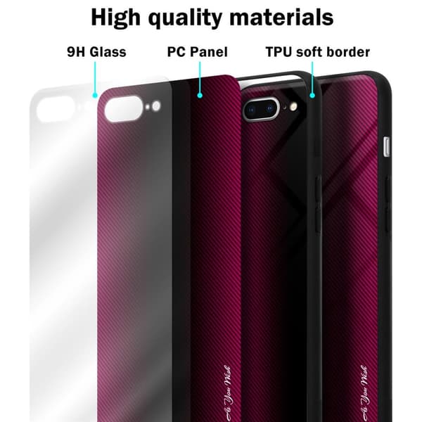 iPhone 7 PLUS / 7S PLUS / 8 PLUS Skal Fodral Case Cover Randigt utseende i TPU-silikon och baksida i härdat glas Skyddsfodral