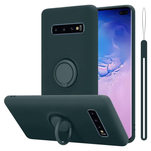 Samsung Galaxy S10 4G Suojakotelo Suojakuori joustavasta TPU-silikonista jossa on rengas LIQUID VIHREÄ
