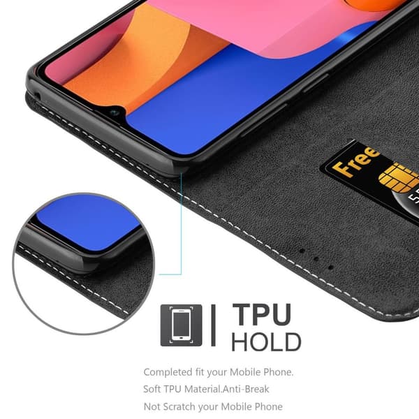 Fordral för Samsung Galaxy A20s Skal med magnetisk stängning, ståfunktion och kortficka Mobilskydd