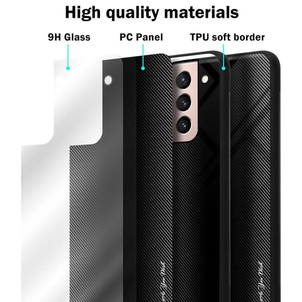 Samsung Galaxy S21 5G Skal Fodral Case Cover Randigt utseende i TPU-silikon och baksida i härdat glas Skyddsfodral