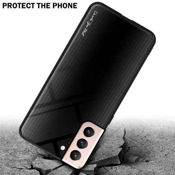 Samsung Galaxy S21 5G Skal Fodral Case Cover Randigt utseende i TPU-silikon och baksida i härdat glas Skyddsfodral