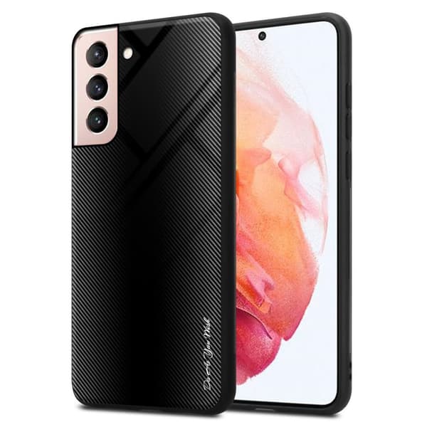 Samsung Galaxy S21 5G Skal Fodral Case Cover Randigt utseende i TPU-silikon och baksida i härdat glas Skyddsfodral