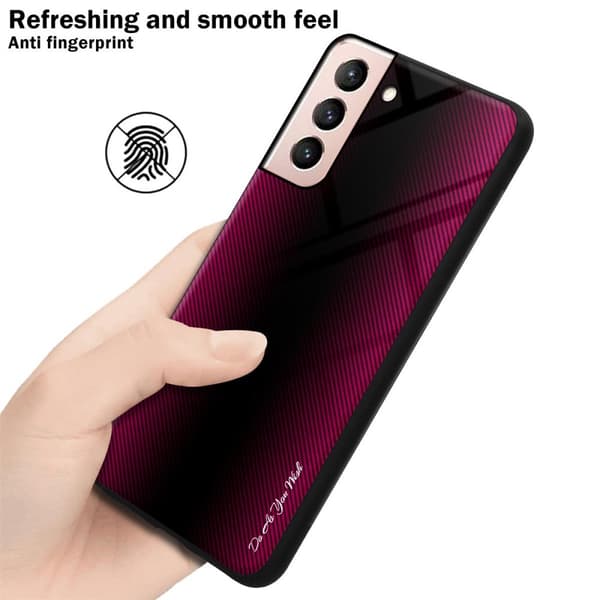 Samsung Galaxy S21 5G Skal Fodral Case Cover Randigt utseende i TPU-silikon och baksida i härdat glas Skyddsfodral