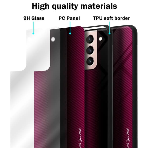 Samsung Galaxy S21 5G Skal Fodral Case Cover Randigt utseende i TPU-silikon och baksida i härdat glas Skyddsfodral