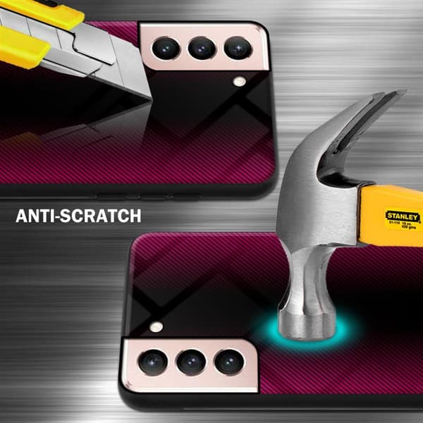 Samsung Galaxy S21 5G Skal Fodral Case Cover Randigt utseende i TPU-silikon och baksida i härdat glas Skyddsfodral
