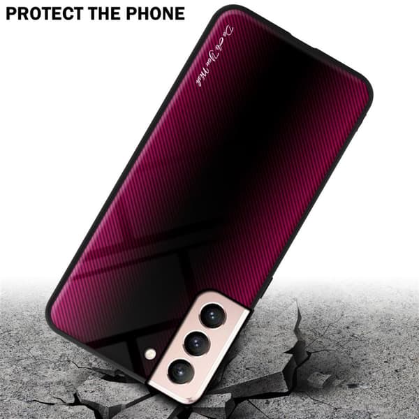 Samsung Galaxy S21 5G Skal Fodral Case Cover Randigt utseende i TPU-silikon och baksida i härdat glas Skyddsfodral