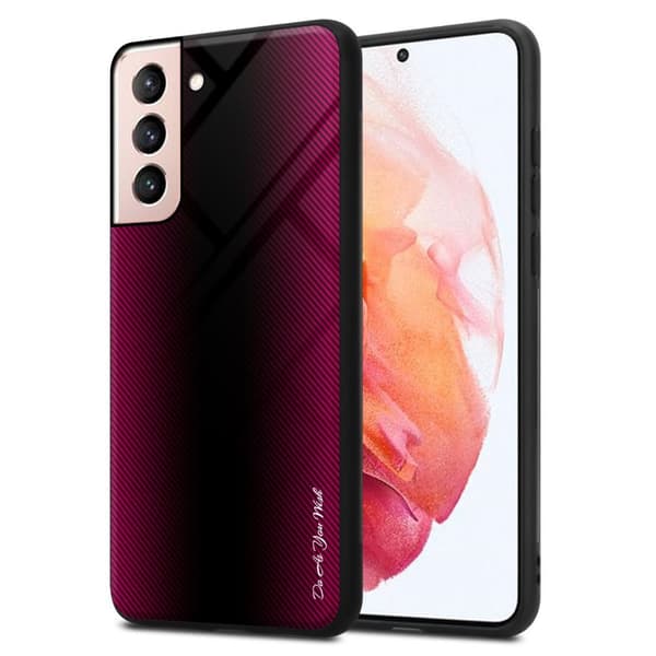 Samsung Galaxy S21 5G Skal Fodral Case Cover Randigt utseende i TPU-silikon och baksida i härdat glas Skyddsfodral