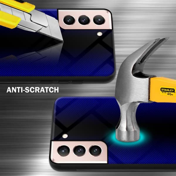 Samsung Galaxy S21 5G Skal Fodral Case Cover Randigt utseende i TPU-silikon och baksida i härdat glas Skyddsfodral