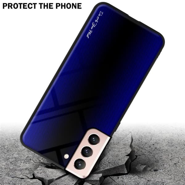 Samsung Galaxy S21 5G Skal Fodral Case Cover Randigt utseende i TPU-silikon och baksida i härdat glas Skyddsfodral