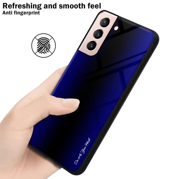 Samsung Galaxy S21 5G Skal Fodral Case Cover Randigt utseende i TPU-silikon och baksida i härdat glas Skyddsfodral
