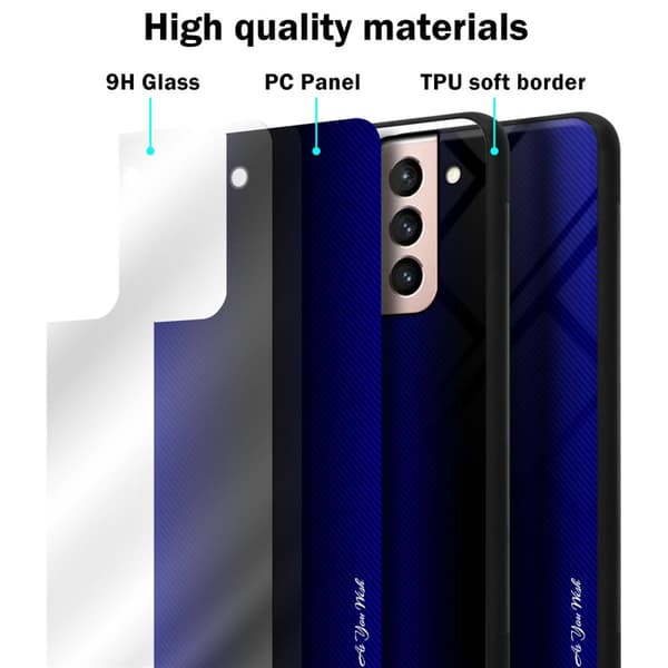 Samsung Galaxy S21 5G Skal Fodral Case Cover Randigt utseende i TPU-silikon och baksida i härdat glas Skyddsfodral