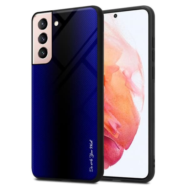 Samsung Galaxy S21 5G Skal Fodral Case Cover Randigt utseende i TPU-silikon och baksida i härdat glas Skyddsfodral