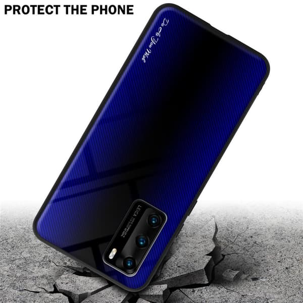 Huawei P40 Skal Fodral Case Cover Randigt utseende i TPU-silikon och baksida i härdat glas Skyddsfodral