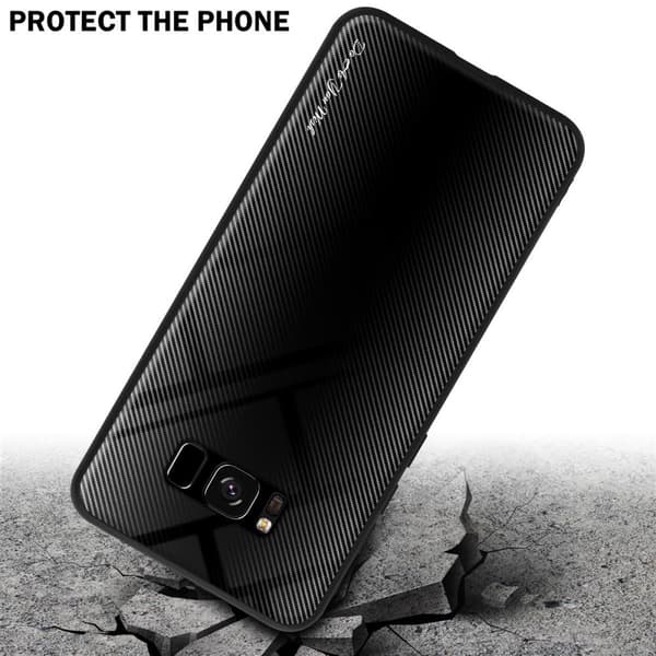 Samsung Galaxy S8 Skal Fodral Case Cover Randigt utseende i TPU-silikon och baksida i härdat glas Skyddsfodral