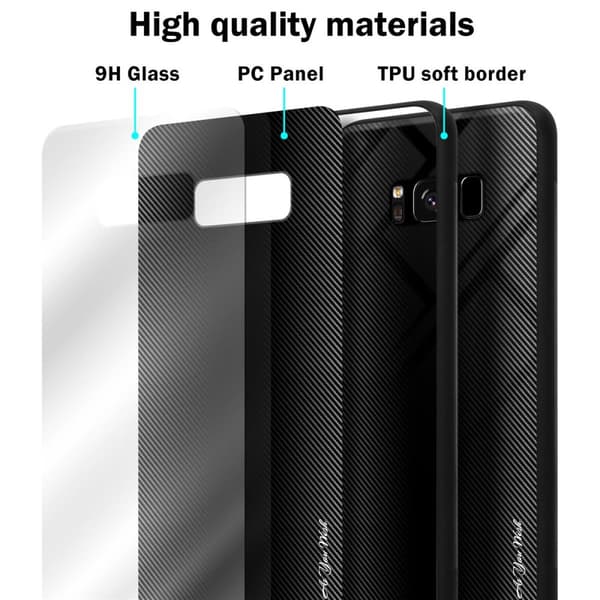Samsung Galaxy S8 Skal Fodral Case Cover Randigt utseende i TPU-silikon och baksida i härdat glas Skyddsfodral