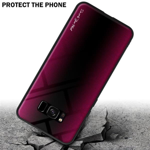 Samsung Galaxy S8 Skal Fodral Case Cover Randigt utseende i TPU-silikon och baksida i härdat glas Skyddsfodral