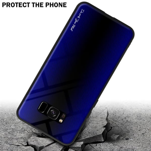 Samsung Galaxy S8 Skal Fodral Case Cover Randigt utseende i TPU-silikon och baksida i härdat glas Skyddsfodral