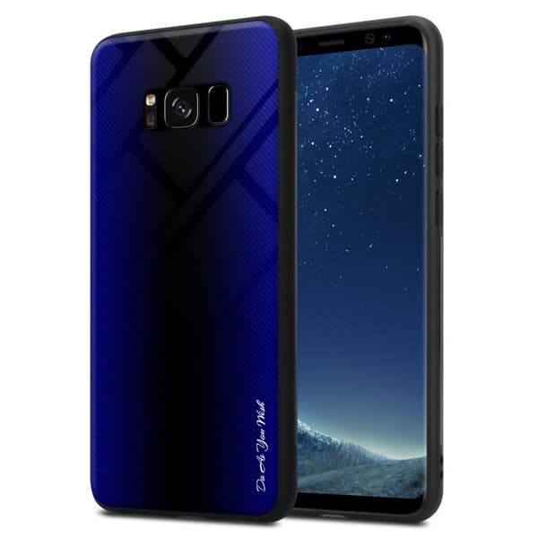 Samsung Galaxy S8 Skal Fodral Case Cover Randigt utseende i TPU-silikon och baksida i härdat glas Skyddsfodral
