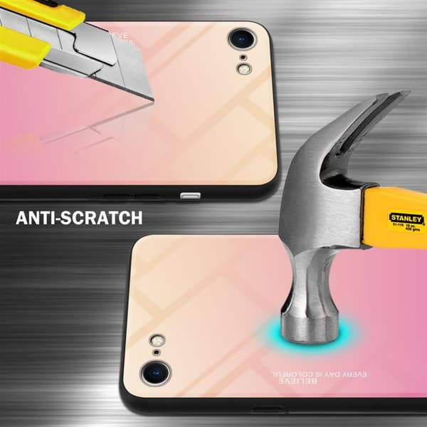 iPhone 7 / 7S / 8 / SE 2020 Skal Fodral i två färger av TPU-silikon och baksida av härdat glas Case Cover Mobilskydd