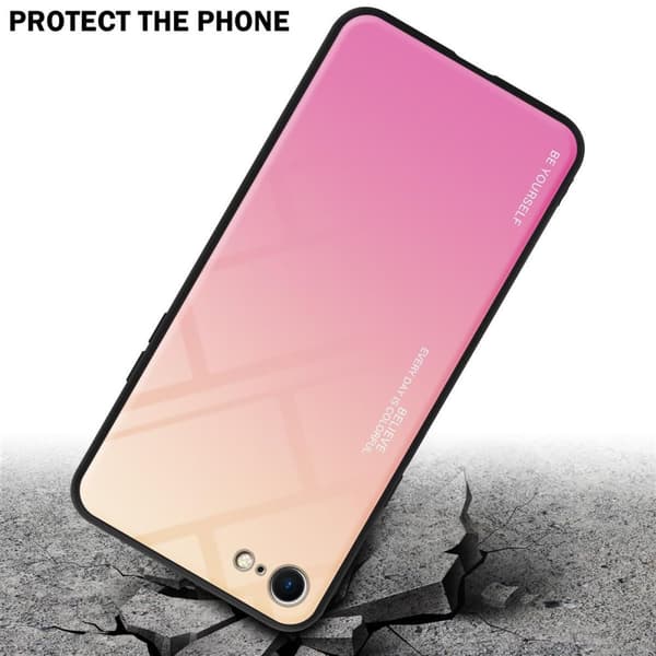 iPhone 7 / 7S / 8 / SE 2020 Skal Fodral i två färger av TPU-silikon och baksida av härdat glas Case Cover Mobilskydd