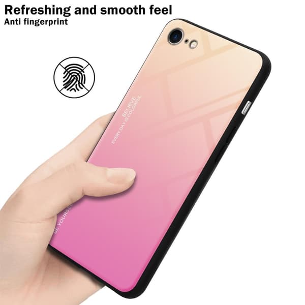 iPhone 7 / 7S / 8 / SE 2020 Skal Fodral i två färger av TPU-silikon och baksida av härdat glas Case Cover Mobilskydd