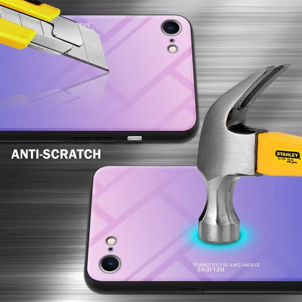 iPhone 7 / 7S / 8 / SE 2020 Skal Fodral i två färger av TPU-silikon och baksida av härdat glas Case Cover Mobilskydd