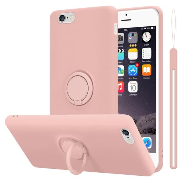 iPhone 6 PLUS / 6S PLUS Skal Fodral Mobilskydd av flexibelt TPU-silikon med ring Skyddsfodral Case Cover LIQUID ROSA