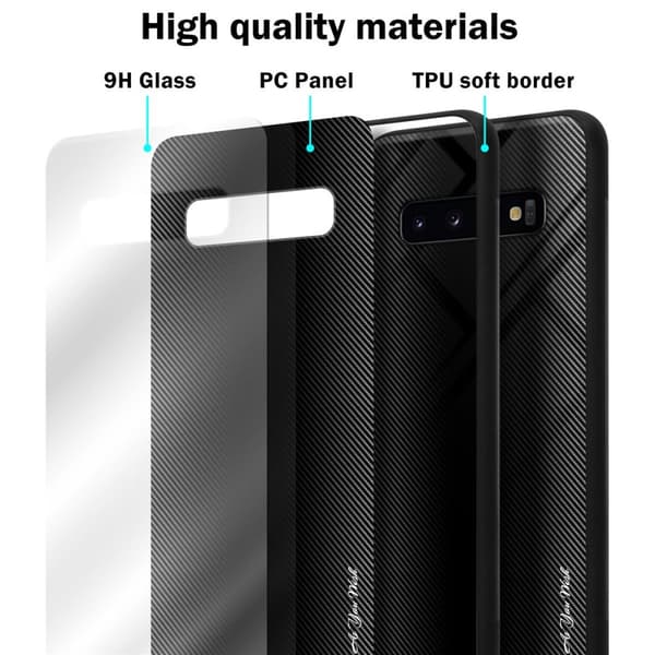 Deksel til Samsung Galaxy S10 4G Stripe optics Silikondeskel laget av TPU-silikon og bakside av herdet glass