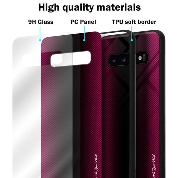 Deksel til Samsung Galaxy S10 4G Stripe optics Silikondeskel laget av TPU-silikon og bakside av herdet glass