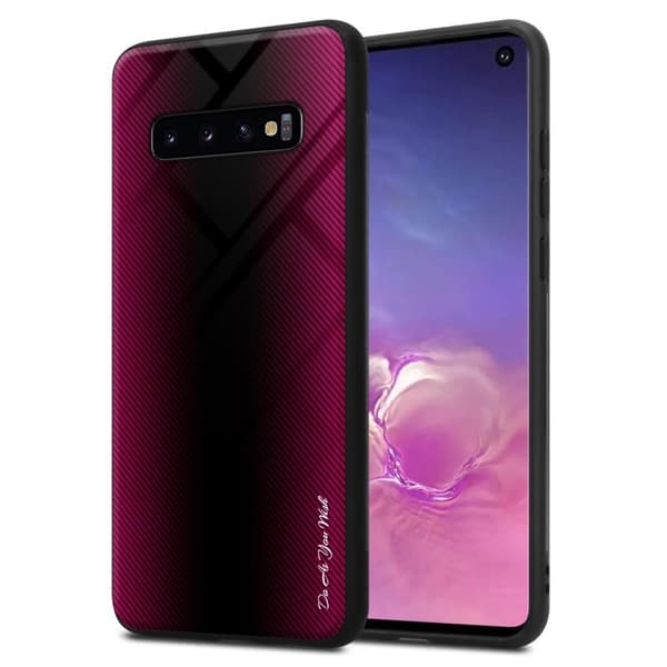 Deksel til Samsung Galaxy S10 4G Stripe optics Silikondeskel laget av TPU-silikon og bakside av herdet glass