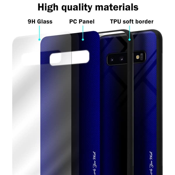 Deksel til Samsung Galaxy S10 4G Stripe optics Silikondeskel laget av TPU-silikon og bakside av herdet glass