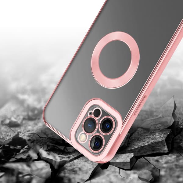 Deksel til iPhone 12 PRO MAX Beskyttelsesdeksel av fleksibelt TPU-silikon med kromapplikasjon