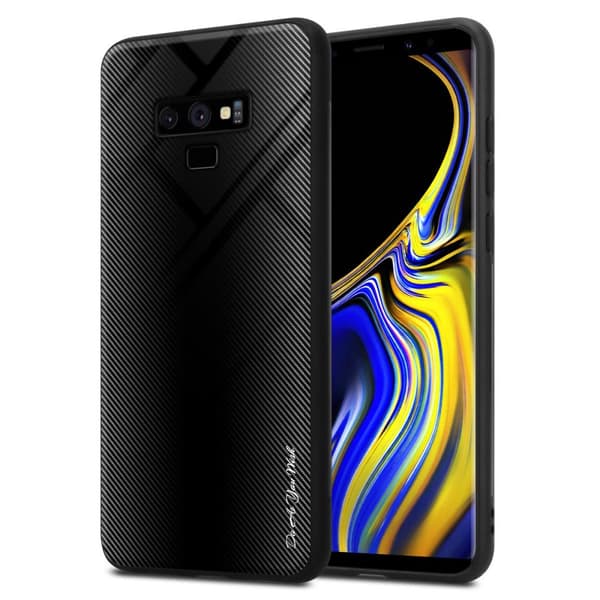 Samsung Galaxy NOTE 9 Skal Fodral Case Cover Randigt utseende i TPU-silikon och baksida i härdat glas Skyddsfodral