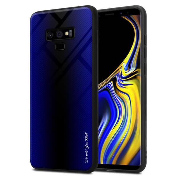 Samsung Galaxy NOTE 9 Skal Fodral Case Cover Randigt utseende i TPU-silikon och baksida i härdat glas Skyddsfodral