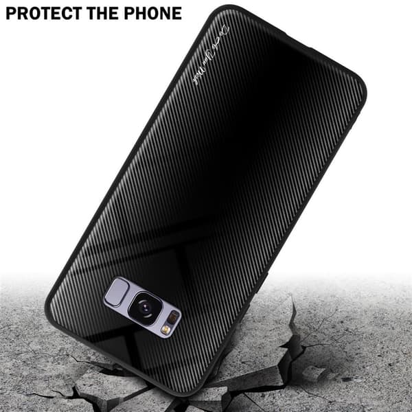 Deksel til Samsung Galaxy S8 PLUS Stripe optics Silikondeskel laget av TPU-silikon og bakside av herdet glass