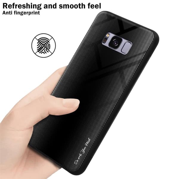 Deksel til Samsung Galaxy S8 PLUS Stripe optics Silikondeskel laget av TPU-silikon og bakside av herdet glass